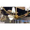 Image 2 : SHANNON 5 LIGHT CHANDELIER. RUBBED BRASS WHITE SHADE.