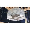 Image 1 : EYRIE 13" CEILING FAN. BRUSHED STAINLESS AND WHITE, 3 LIGHTS. 23"D. RETAIL $1000