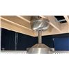 Image 4 : EYRIE 13" CEILING FAN. BRUSHED STAINLESS AND WHITE, 3 LIGHTS. 23"D. RETAIL $1000