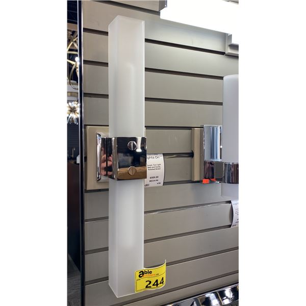PAIR OF JONAH 2 LIGHT BATH AND VANITY. POLISHED NICKEL. 24". ONE IN BOX