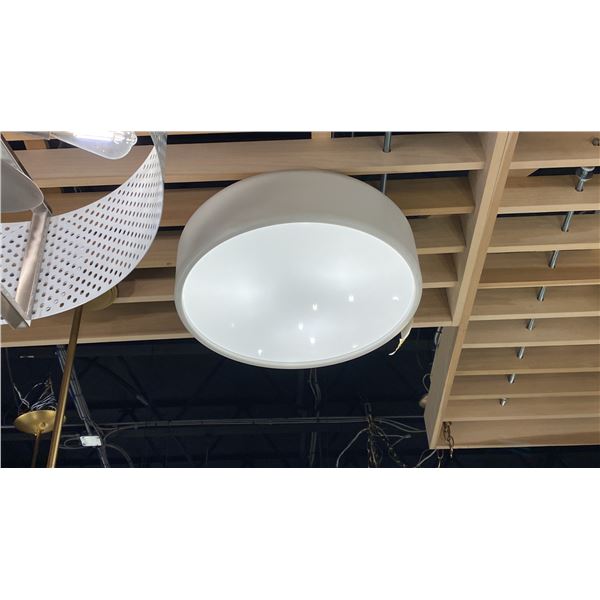 CAMPTON 3 LIGHT FLUSH MOUNT. WHITE LENS. 17"D IN BOX