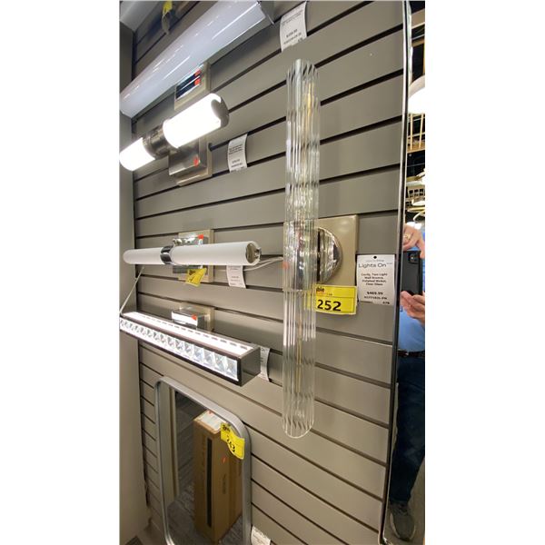 GROUP OF 3 MITZI CECILY 2 LIGHT WALL SCONCES. POLISHED NICKEL, CLEAR GLASS. RETAIL $1410. 2 IN BOXES