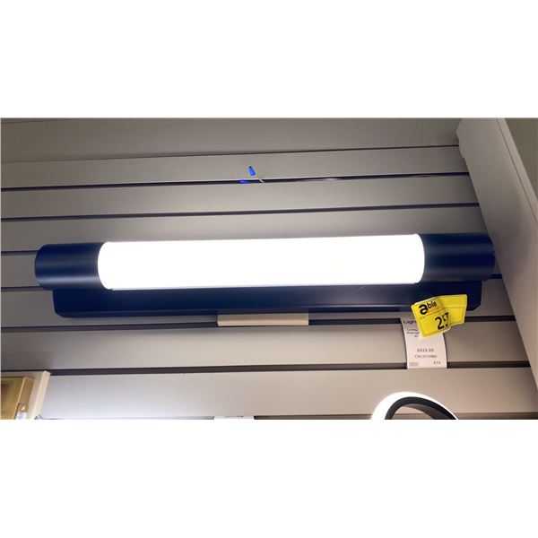 LORING LED VANITY LIGHT. MIDNIGHT BLACK, MILK WHITE GLASS. 27"D RETAIL $830