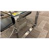 Image 2 : GLASS DINING TABLE WITH 4 CHAIRS. 71" X 35". GLASS TOP HAS SOME SCRATCHES.