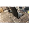 Image 3 : GLASS DINING TABLE WITH 4 CHAIRS. 71" X 35". GLASS TOP HAS SOME SCRATCHES.