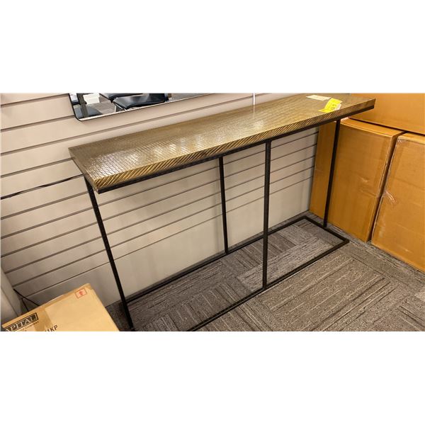 NIXON ANTIQUE BRASS LOOK SIDE TABLE 52" X 14" X 33"H RETAIL $2770
