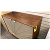 Image 2 : SUNBURST STORAGE CABINET. WALNUT FINISH, BEAUTIFUL ACCENTS. 36"X16"X29"H