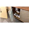Image 3 : SUNBURST STORAGE CABINET. WALNUT FINISH, BEAUTIFUL ACCENTS. 36"X16"X29"H