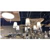 Image 1 : SHANNON 6 LIGHT CHANDELIER. MATTE BLACK, WHITE GLASS.