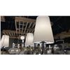 Image 3 : SHANNON 6 LIGHT CHANDELIER. MATTE BLACK, WHITE GLASS.