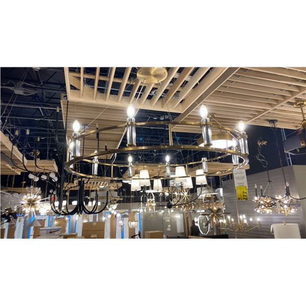 ROSALIND 10 LIGHT CHANDELIER. BRUSHED NATURAL BRASS. 48"D. RETAIL $3050