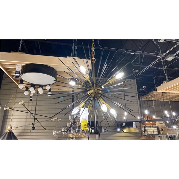 TIMBER 8 LIGHT PENDANT. BRASS AND BLACK