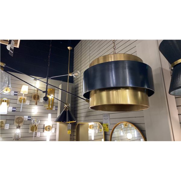 NOLAN 1 LIGHT PENDANT. VINTAGE BRASS. 22"D RETAIL $2100