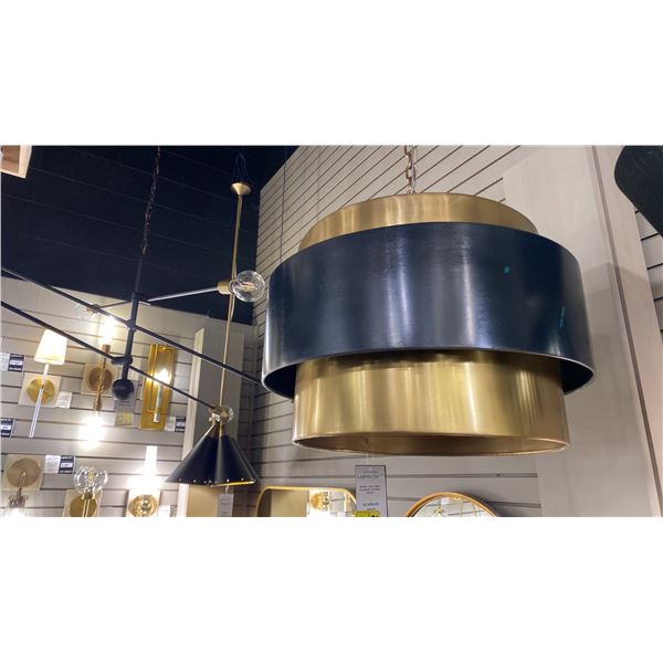 NOLAN 1 LIGHT PENDANT. VINTAGE BRASS. 22"D RETAIL $2100 IN BOX