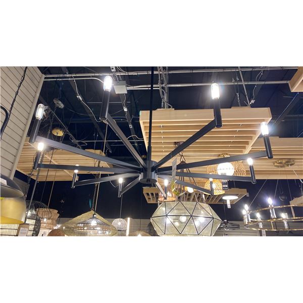 ERZO 10 LIGHT CHANDELIER. BLACK. 48"D