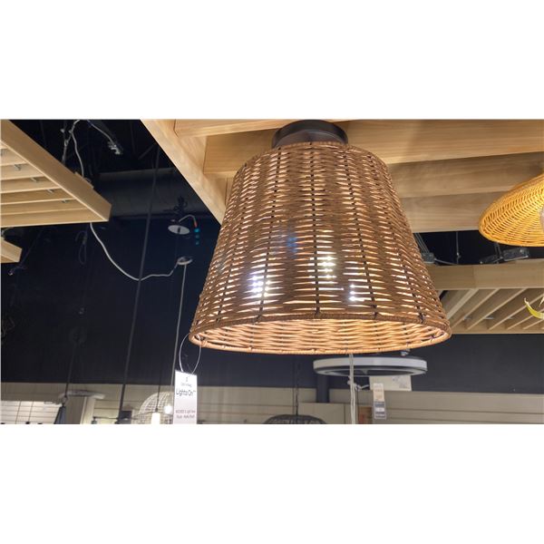 WICKER 3 LIGHT SEMI FLUSH. MATTE BLACK. 13"
