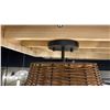 Image 2 : WICKER 3 LIGHT SEMI FLUSH. MATTE BLACK. 13"