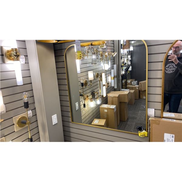 RENWIL ANTISANA MIRROR. 38" X 40". ANTIQUE BRASS FRAME. CURVED TOP. RETAIL $630