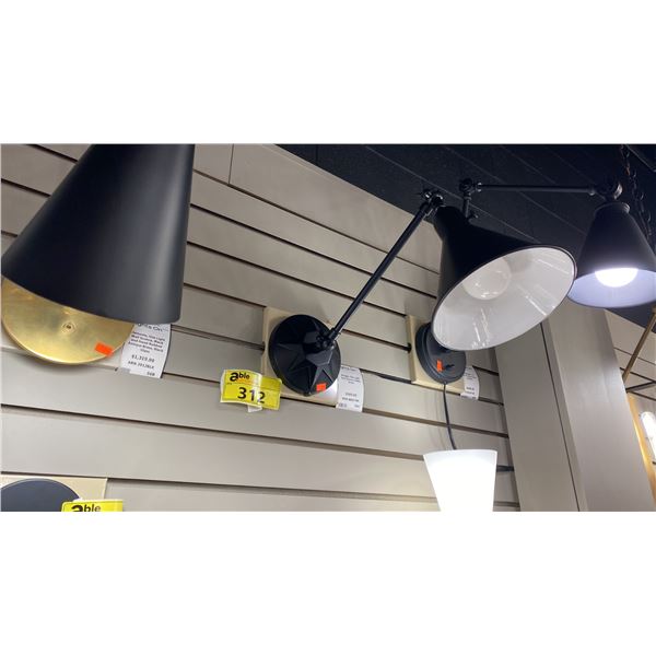 GROUP OF 3 MORGAN SINGLE LIGHT ADJUSTABLE WALL SCONCES. RETAIL $1700