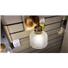 Image 1 : GROUP OF 3 SINGLE LIGHT WALL SCONCES. NATURAL BRASS, CLEAR HALOPHANE