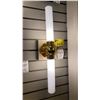 Image 1 : PAIR OF ROBERT ABBY DAPHNE 2 LIGHT WALL SCONCES. MODERN BRASS, WHITE FROSTED GLASS. 23"H RETAIL