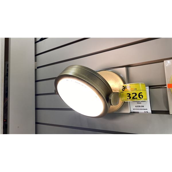 BLANCO LED VANITY LIGHT. VINTAGE BRASS, ALABASTER STONE SHADE.