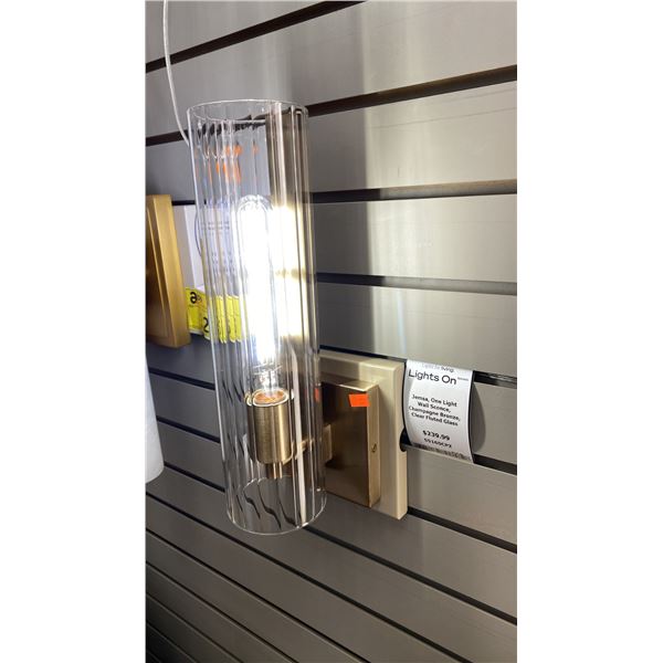 GROUP OF 15 SINGLE WALL SCONCES. MOST WITH NATURAL BRASH FINISH. TOTAL RETAIL $5500