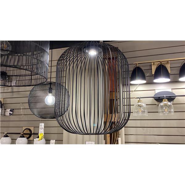 KAI LED PENDANT LIGHT. NIGHTSHADE BLACK. ALUMINUM FRAME. 22"D RETAIL $2000