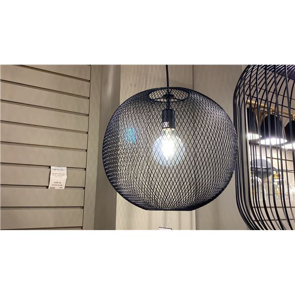 KELLER SINGLE LIGHT PENDANT. BLACK WOVEN METAL. 16"D