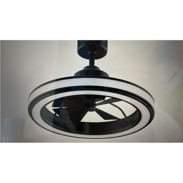 24" LED CEILING FAN. GLEAM BLACK, 20W, REMOTE. RETAIL $1500