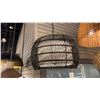 Image 1 : EVERLY 4 LIGHT PENDANT. MATTE BLACK, MODERN BLACK RATTAN. 19"D RETAIL $980