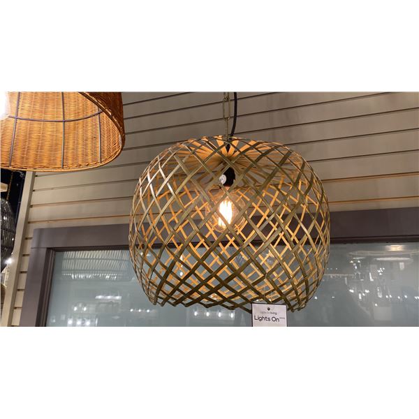 SINGLE LIGHT PENDANT. ARTISAN WOVEN BRASS. 17"D