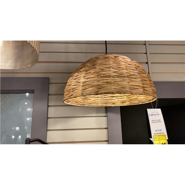 KAIA SINGLE LIGHT PENDANT. NATURAL WICKER. 16"D