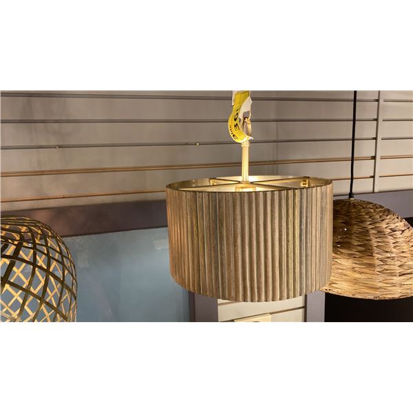 CAPITAL LIGHTING DONAVON SINGLE LIGHT PENDANT. WHITE WASHED WOOD AND MATTE BRASS. 13"D RETAIL $700