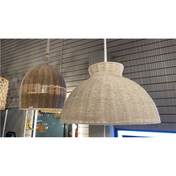 REESE 4 LIGHT PENDANT CHANDELIER. MATTE WHITE WITH NATURAL PRODUCT. 22"D RETAIL $1290