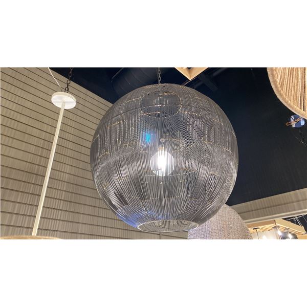 SINGLE LIGHT PENDANT. CHARCOAL. METAL. 27"D RETAIL $1640