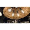 Image 2 : RU 5 LIGHT PENDANT LAMP. MATTE BLACK WITH WOVEN SWEETGRASS. 21"D RETAIL $1000