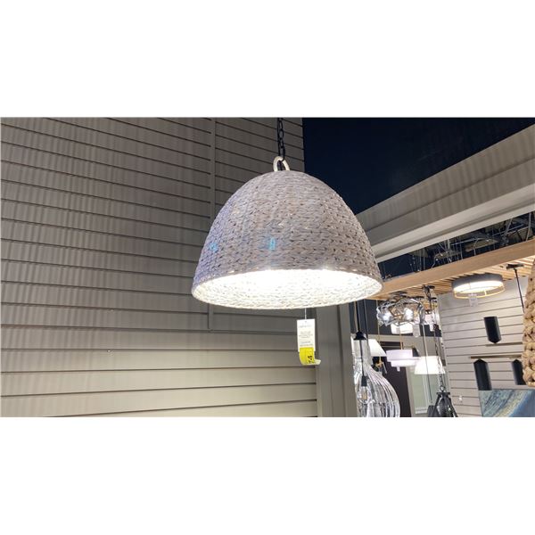 RU 5 LIGHT PENDANT LAMP. BLACK WITH PAINTED SWEETGRASS. 21"D RETAIL $1050