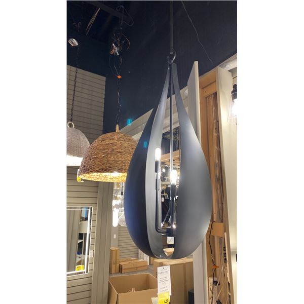 VALLEY 6 LIGHT PENDANT. BLACK CASHMERE AND PAINTED METAL. 17"D RETAIL $1060