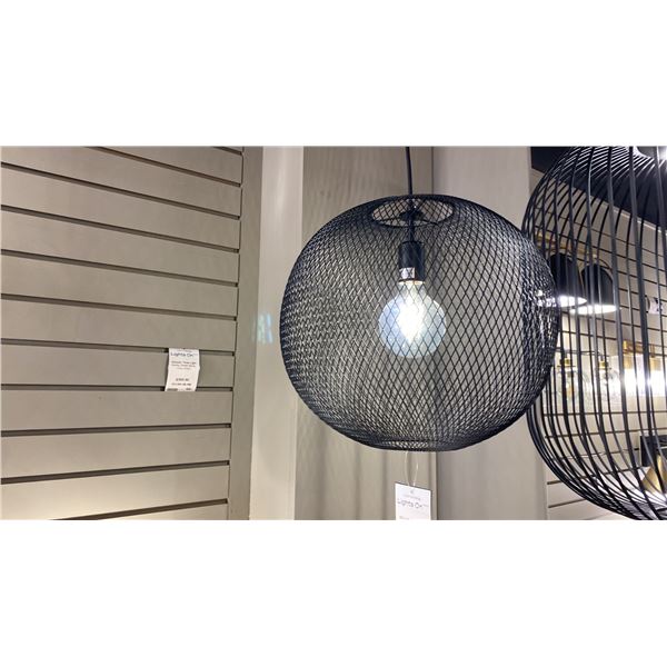 KELLER SINGLE LIGHT PENDANT. BLACK WOVEN METAL. 16"D