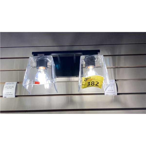 PAIR OF LIVING DISTRICT MERRICK 2 LIGHT VANITY. BLACK, CLEAR GLASS.