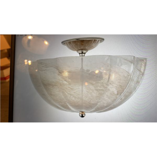 AERIN ARN4000HAB-WG ROSEHILL SEMI FLUSH MOUNT ANTIQUE BRASS, WHITE STRIE GLASS