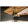Image 2 : 65"D RENI SMART FAN. REMOTE. AGED BRASS, WALNUT STAINED WOOD BLADES.