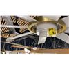 Image 2 : 60" 8 BLADE AURA FAN. CLEAR GLASS LIGHT LENS. BRASS RING, SOFT WHITE FINISH. REMOTE CONTROL.