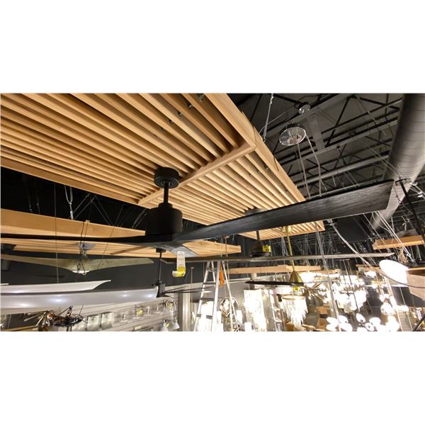72" NAN XL CEILING FAN. MATTE BLACK WOODGRAIN. REMOTE. RETAIL $1960