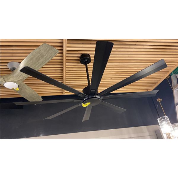 65" 8 BLADE MATTE BLACK CEILING FAN. REMOTE. SMART FAN