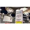 Image 3 : NEXUS LED CHANDELIER. SATIN SILVER LEAF. CLEAR GLASS. 28"D. RETAIL $3900