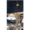 Image 2 : LEILA 2 LIGHT CHANDELIER. LUXE GOLD, WHITE LINEN. 42"L