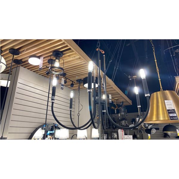 SUMMIT 6 LIGHT CHANDELIER. TEXTURED BLACK. 27"D RETAIL $910