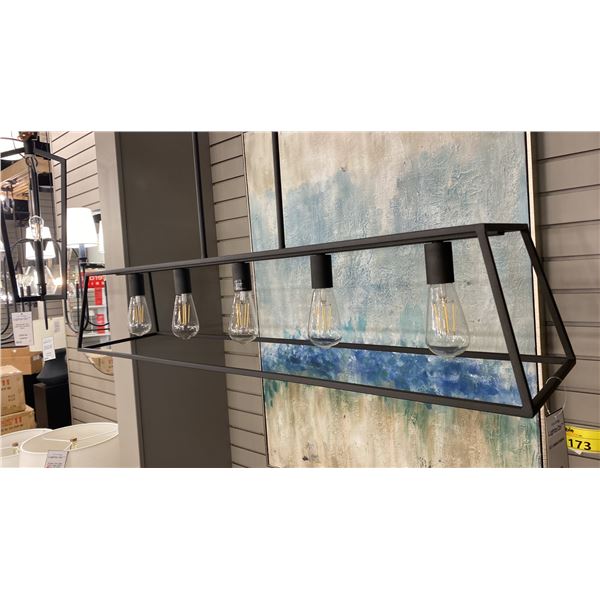 5 LIGHT LINEAR DINING LIGHT. MATTE BLACK METAL. 46"L